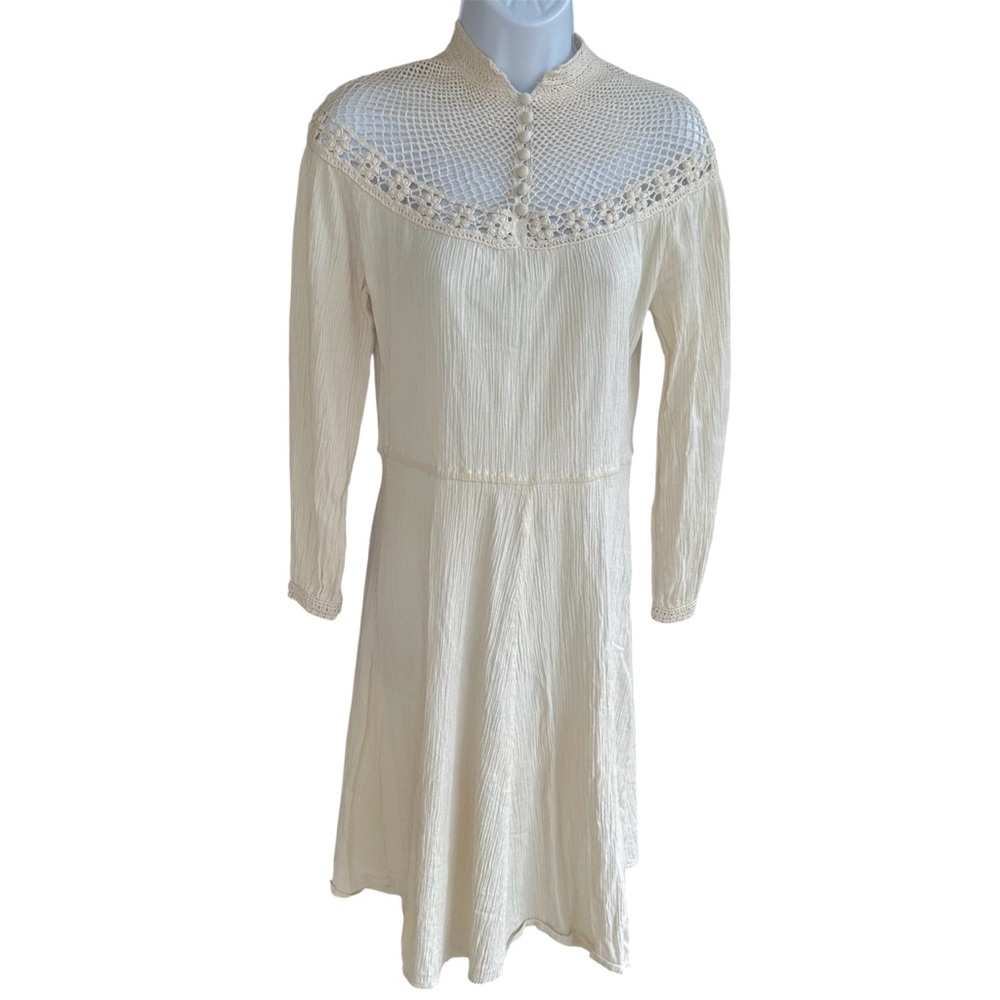 Balkan Antique Folk Crochet Cotton Dress - Picture 2 of 16